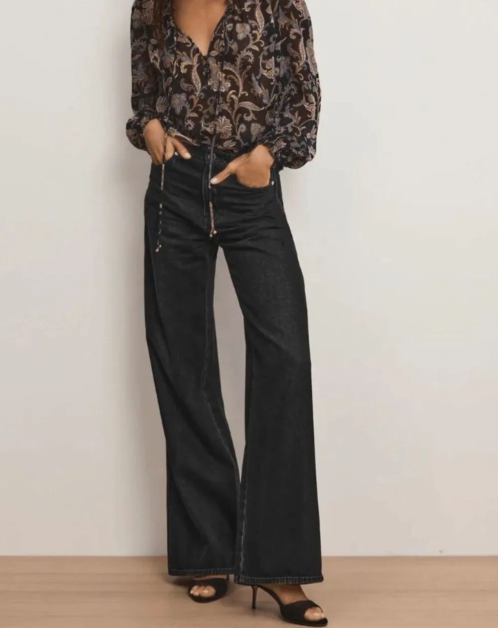 NWT Veronica Beard Kasey Wide-Leg Jean in Washed Onyx- Size 31